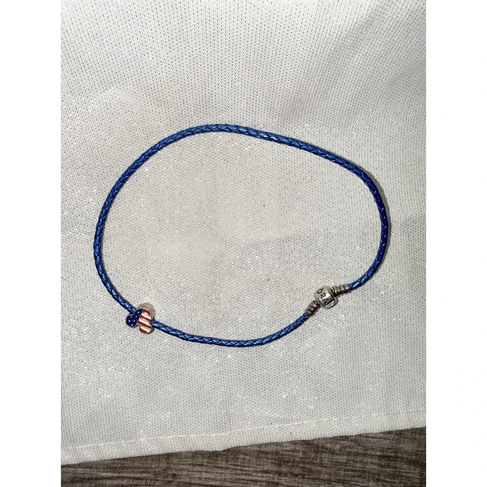 Disney Pandora Mickey Mouse Red White and Blue Charm Blue Bracelet